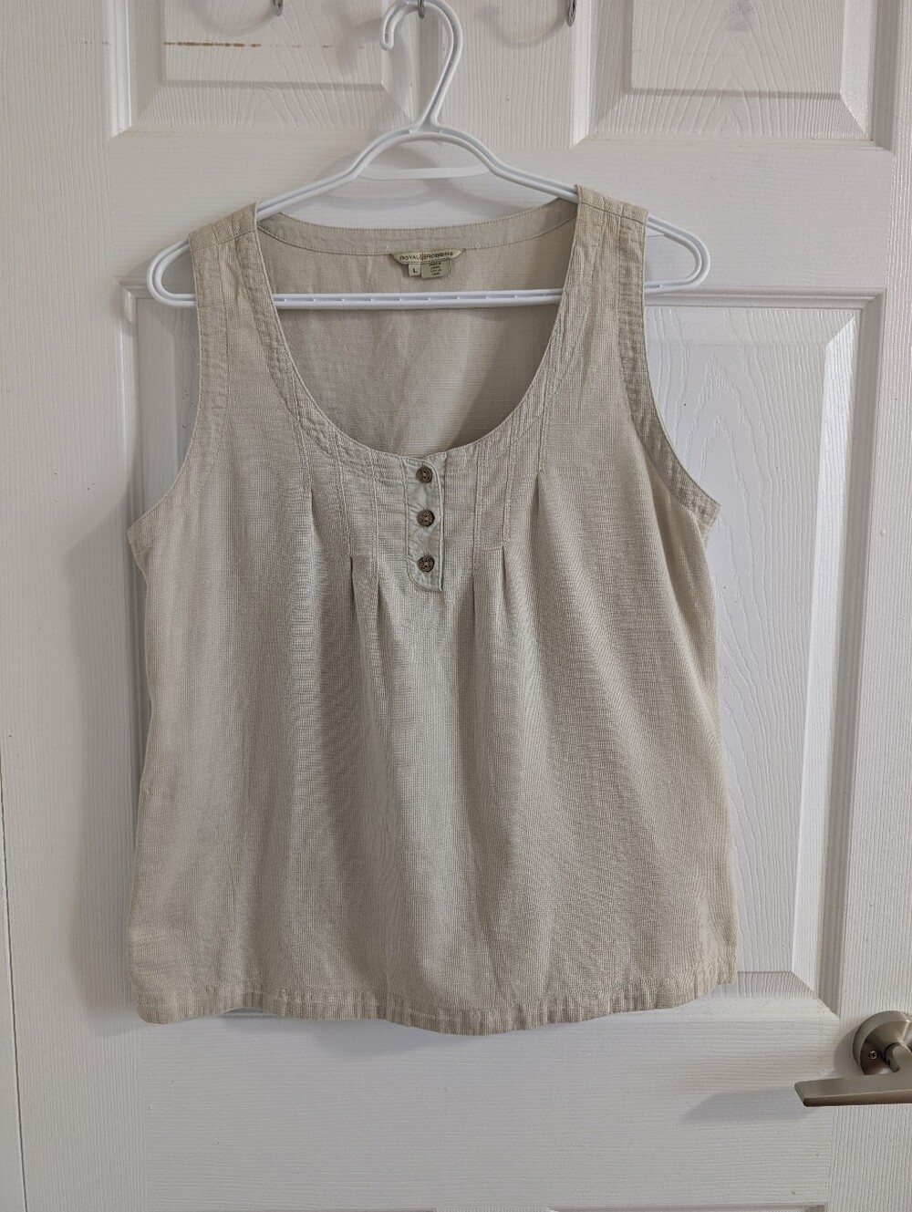 ROYAL ROBBINS Organic Cotton Classic Beige Sleeveless Top – Travel Tank - L